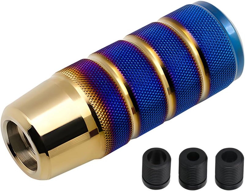 Osilly 95mm/3.74" Car Shifter Knob, Aluminum Weighted Automotive Gear Shift Manual knobs Lever with 3 Threaded Adapters M8 M10 M12 x 1.25, Universal for Manual Transmission Vehicle (Blue/Golden) - Image 1